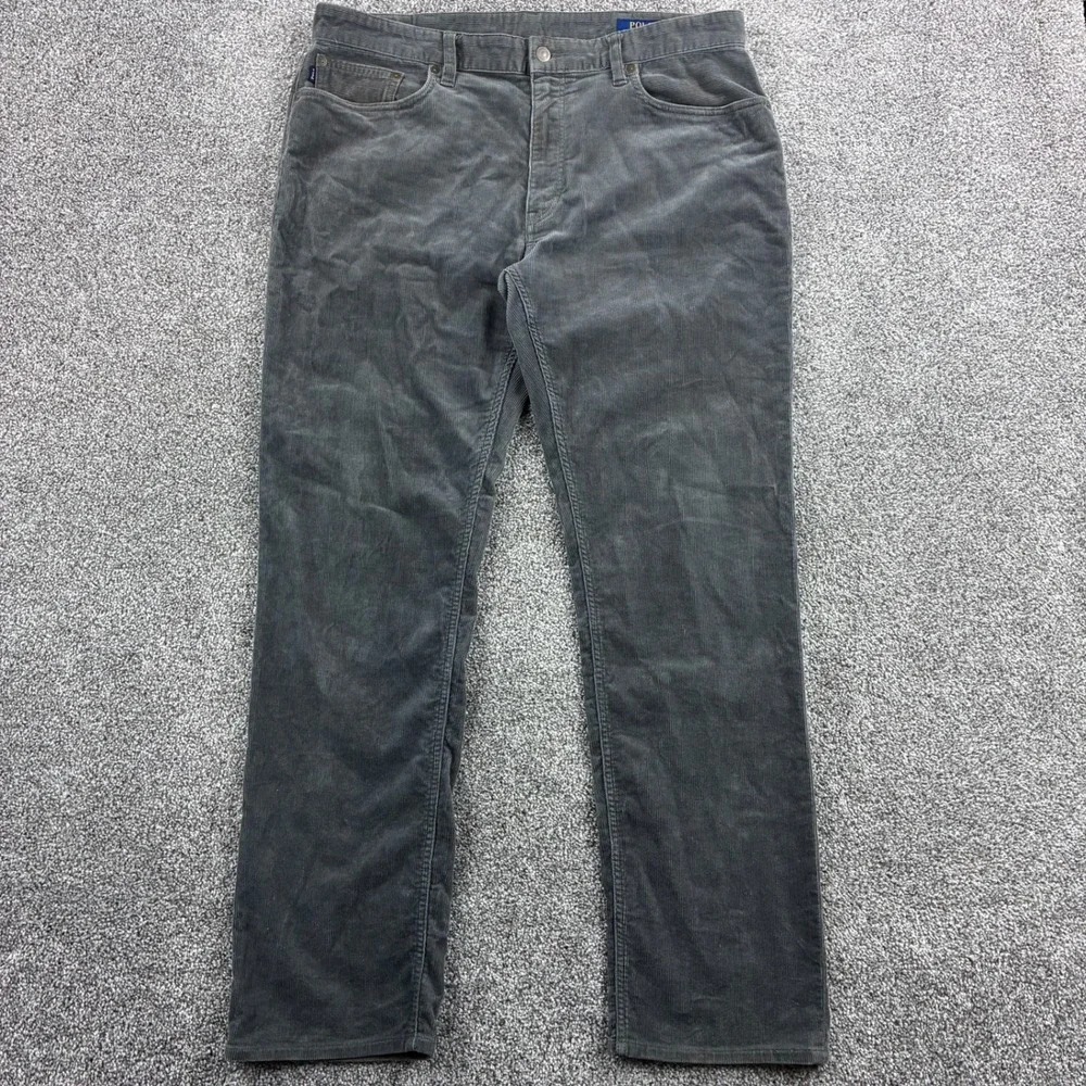 Polo Ralph Lauren Corduroy Pants Mens 36x32 Gray Cotton Straight Leg 5-Pocket